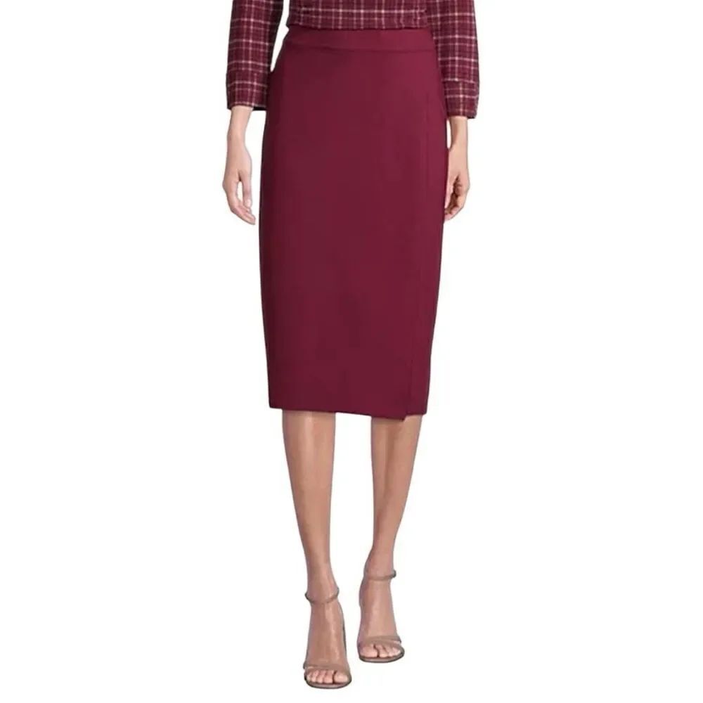 Liz Claiborne Wrap Stretch Pencil Skirt Purple Plum Size Small